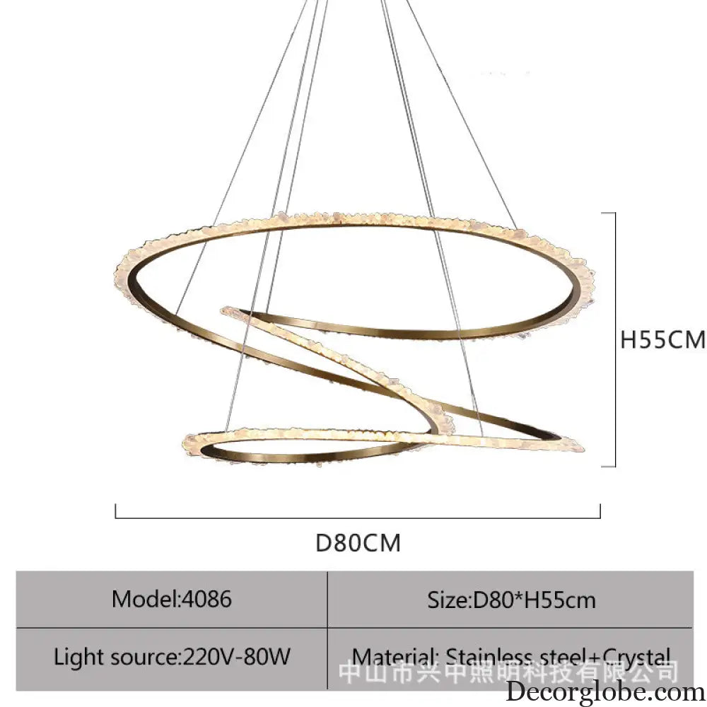 Maya Post-Modern Three Ring Crystal Chandelier D80 H55 Three Rings Chandelier