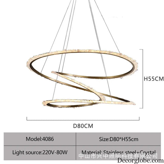 Maya Post-Modern Three Ring Crystal Chandelier D80 H55 Three Rings Chandelier