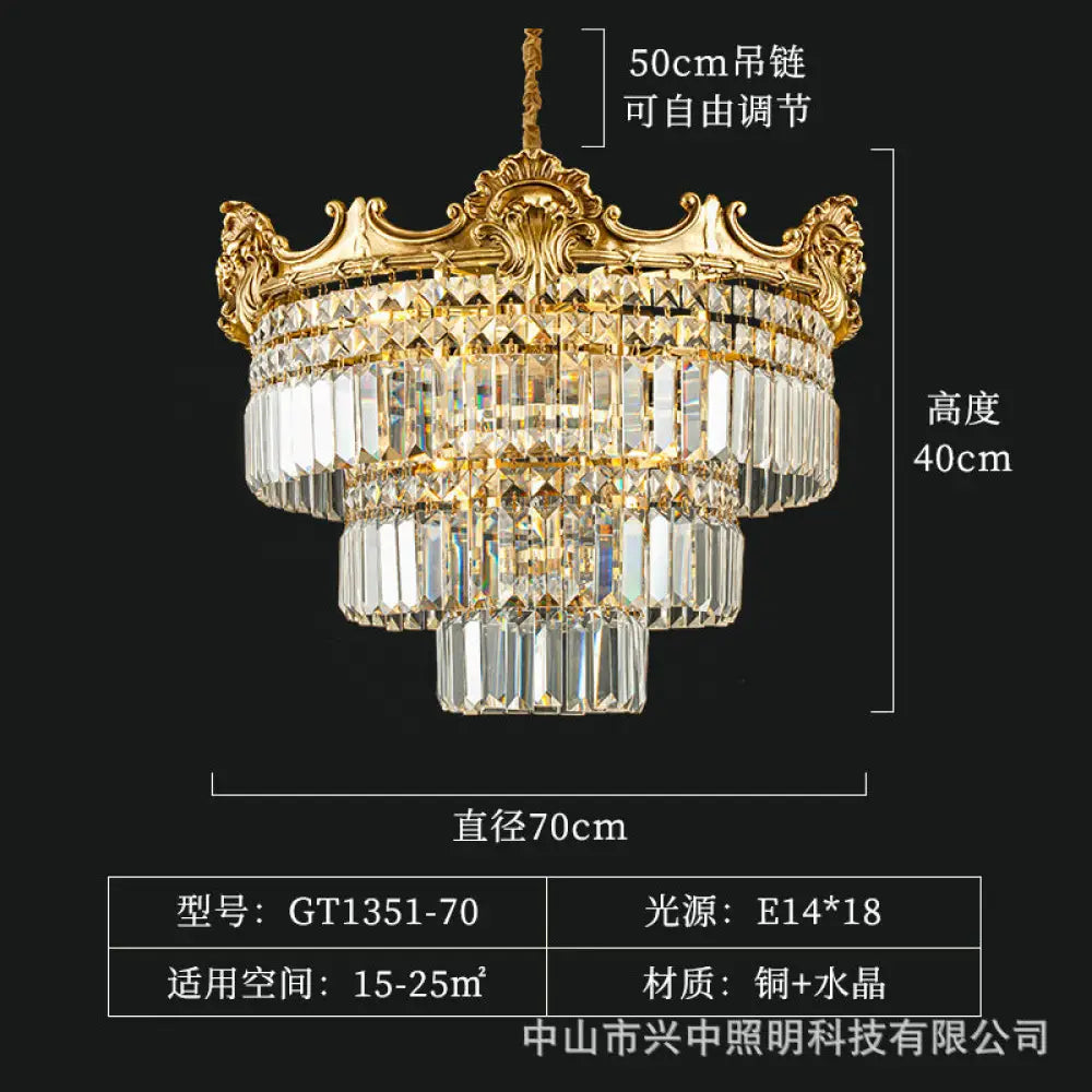 Mila - French All-Copper Crystal Chandelier Diameter 70cm height 40cm Chandelier