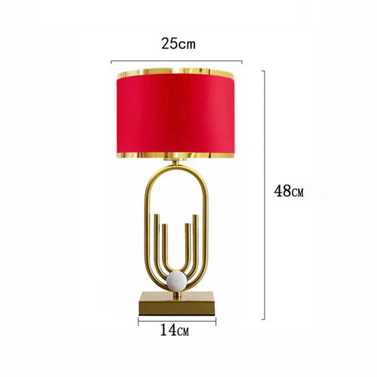 Orléans Modern Gold Geometric Table Lamp - Red / Euro plug - Table Lamp