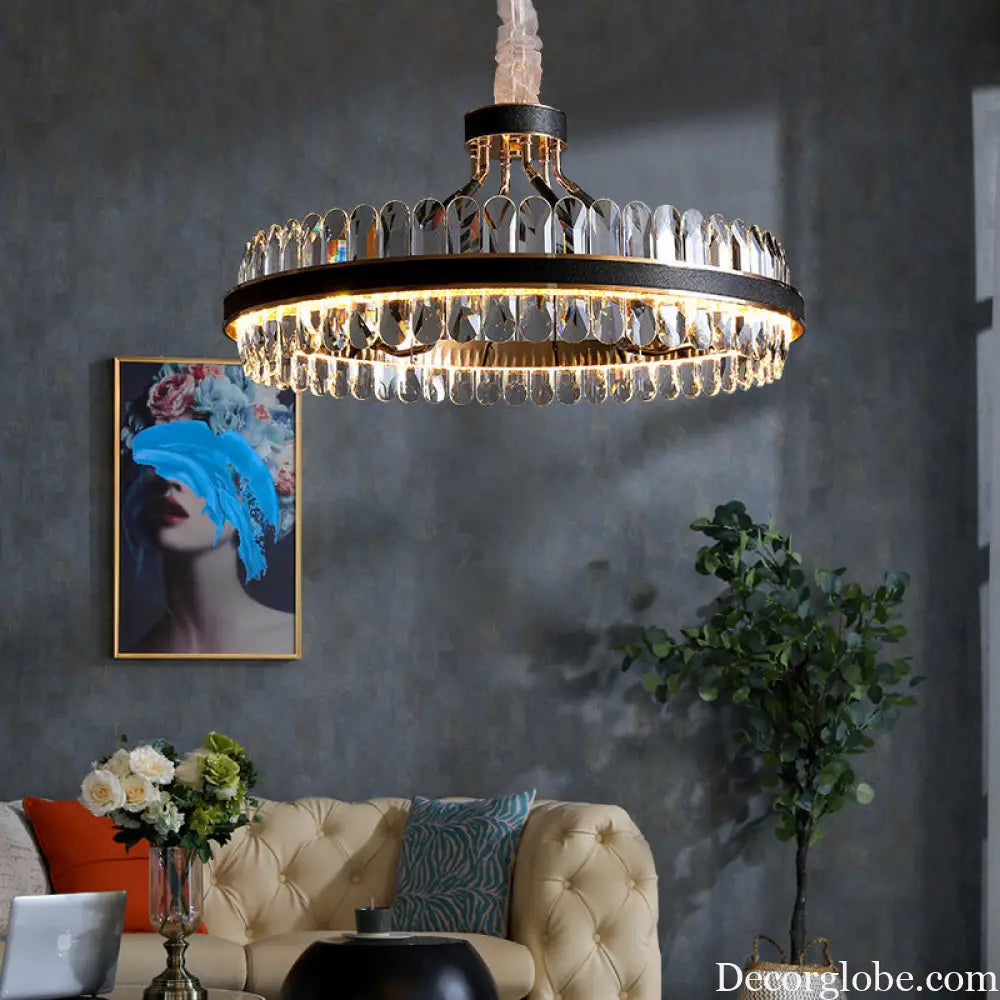 Luna's Modern Black Crystal Chandelier: Elegance and Simplicity - DecorGlobe