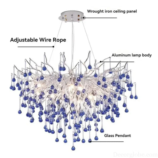 Modern Branch Chrome Crystal Chandelier – 8-Light Luxury Pendant Chandelier