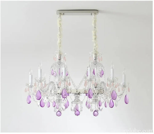 Modern Clear Purple Crystal Chandelier Lustre Crystal Chandelier Decora Candle 6arms Lustres De Cristal Chandelier AC