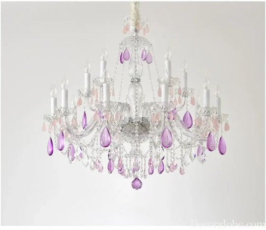 Modern Clear Purple Crystal Chandelier Lustre Crystal Chandelier Decora Candle 6arms Lustres De Cristal Chandelier AC