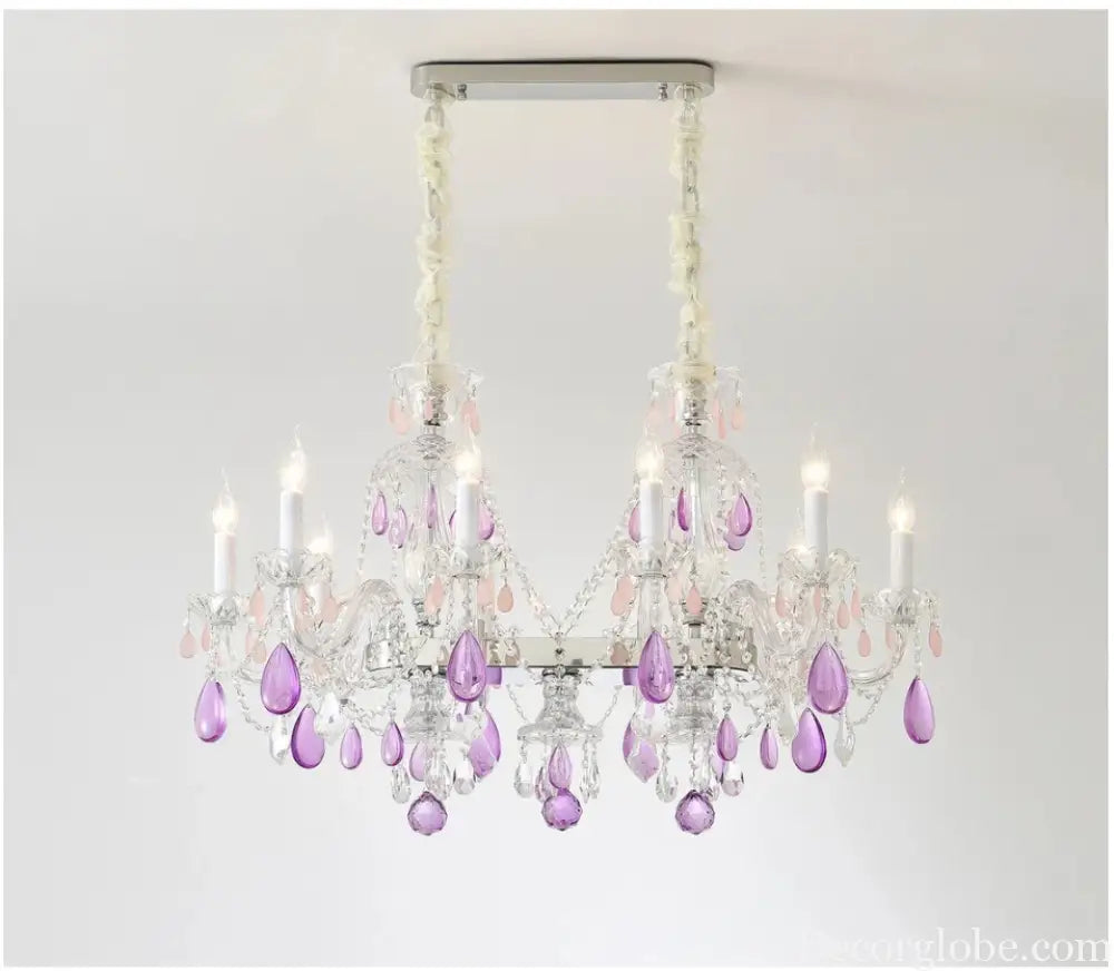 Modern Clear Purple Crystal Chandelier Lustre Crystal Chandelier Decora Candle 6arms Lustres De Cristal Chandelier AC