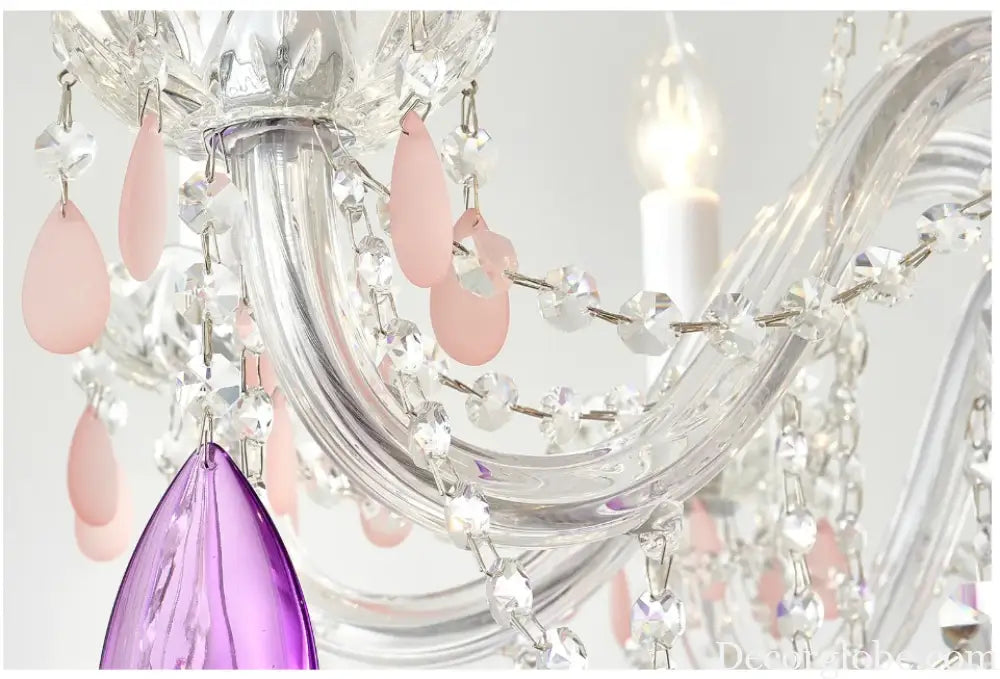 Modern Clear Purple Crystal Chandelier Lustre Crystal Chandelier Decora Candle 6arms Lustres De Cristal Chandelier AC