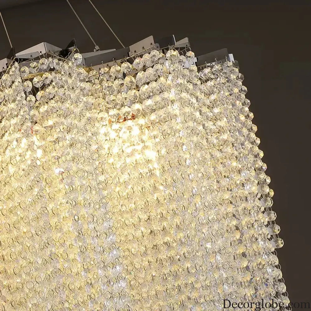 Modern Crystal Chandelier - Luxury Staircase Illumination with Chrome Accents and LED Elegance - DecorGlobe