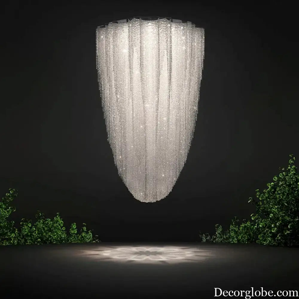 Modern Crystal Chandelier - Luxury Staircase Illumination with Chrome Accents and LED Elegance - DecorGlobe