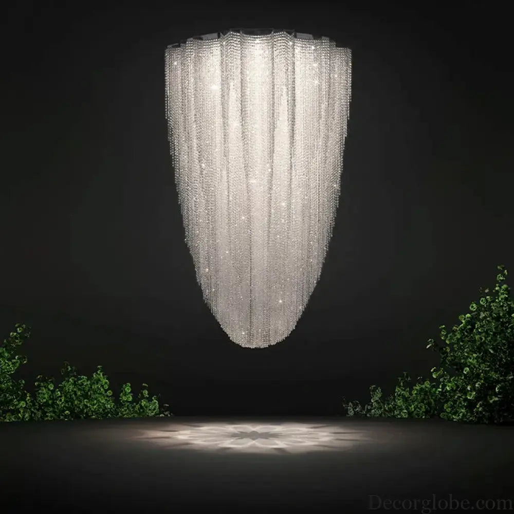 Modern Crystal Chandelier - Luxury Staircase Illumination with Chrome Accents and LED Elegance - DecorGlobe