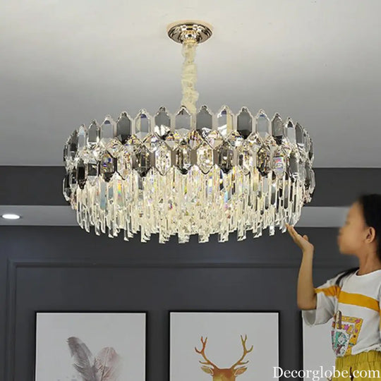 Gabriela Modern Crystal Chandelier - Smoke Grey Tiered Pendant (Multiple Sizes) - DecorGlobe