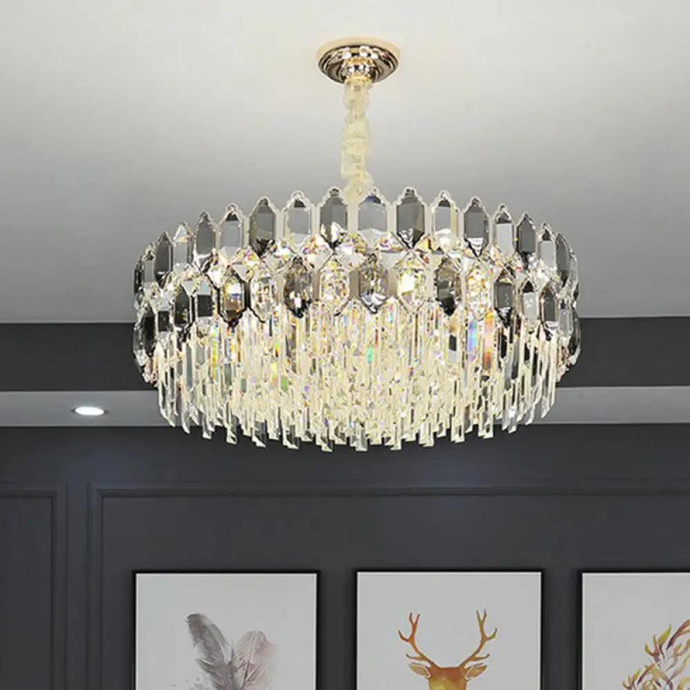 Gabriela Modern Crystal Chandelier - Smoke Grey Tiered Pendant (Multiple Sizes) - DecorGlobe