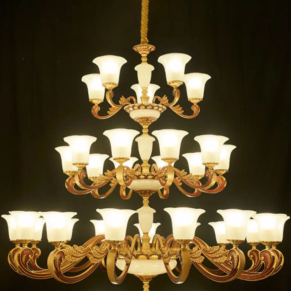 Gold Pendant Chandelier with Frosted Glass for Modern Bedroom Lighting 30 / Gold