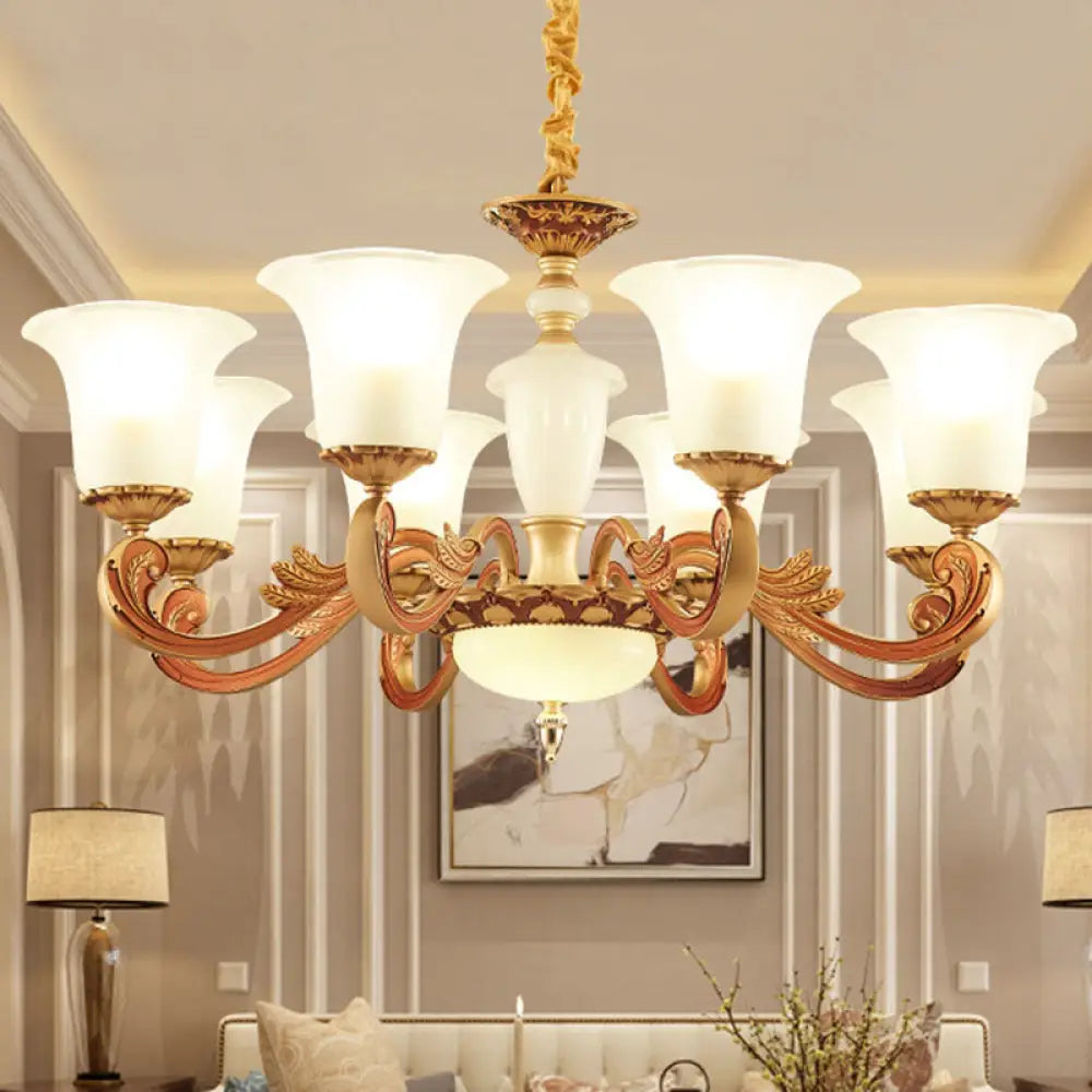 Gold Pendant Chandelier with Frosted Glass for Modern Bedroom Lighting 8 / Gold