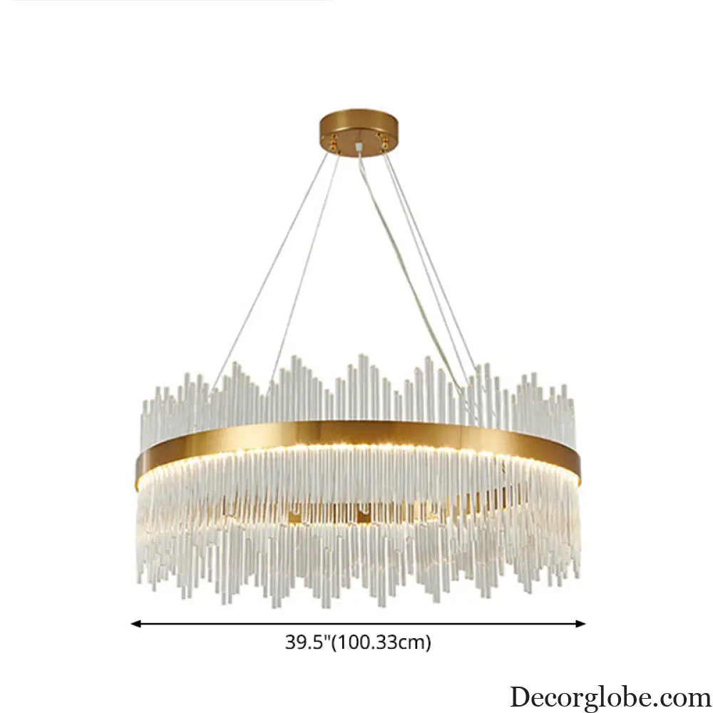 Adjustable Glass Crystal Drum Chandelier Pendant Light for Modern Living Rooms