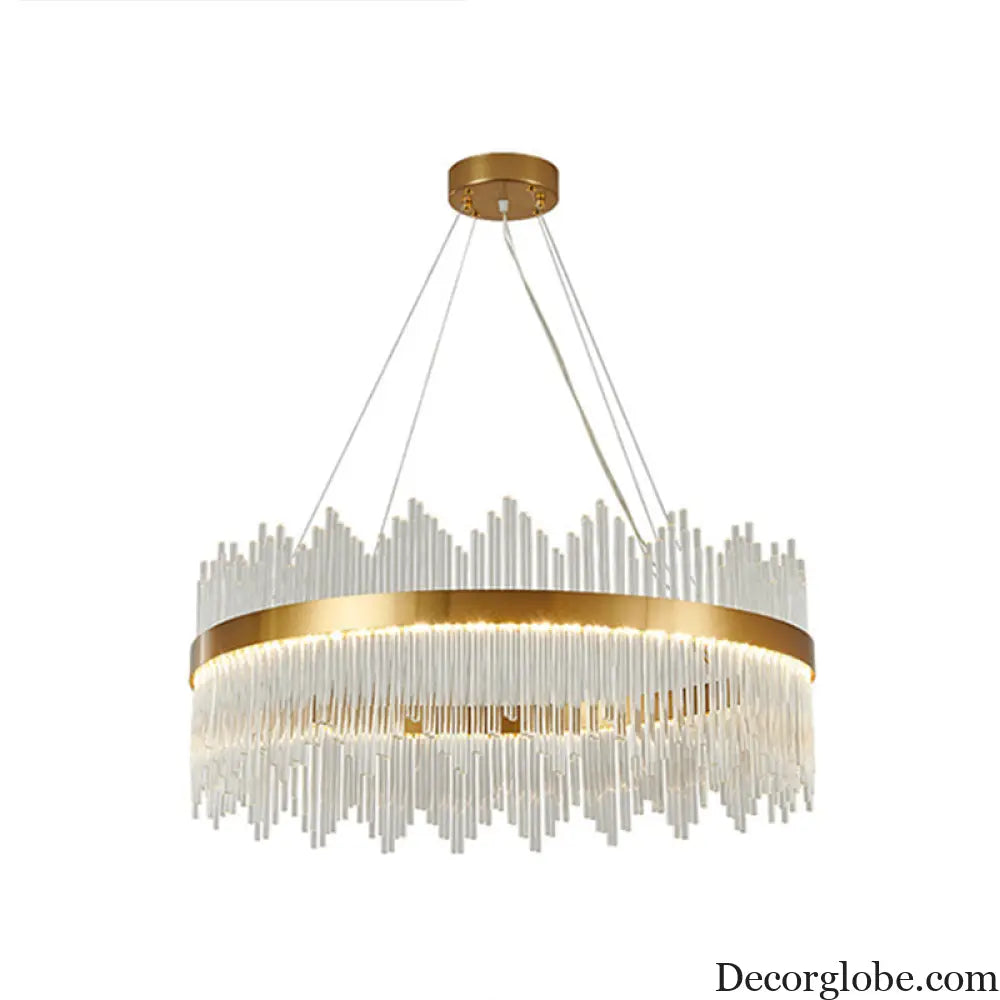 Adjustable Glass Crystal Drum Chandelier Pendant Light for Modern Living Rooms