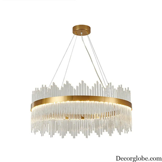Adjustable Glass Crystal Drum Chandelier Pendant Light for Modern Living Rooms