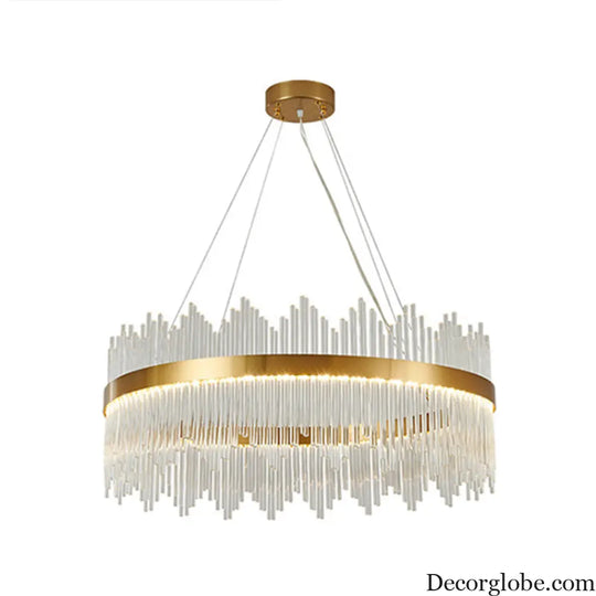 Adjustable Glass Crystal Drum Chandelier Pendant Light for Modern Living Rooms