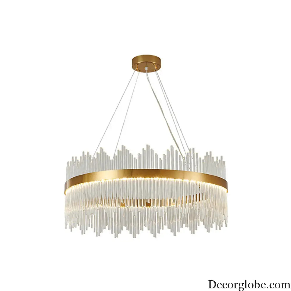 Adjustable Glass Crystal Drum Chandelier Pendant Light for Modern Living Rooms