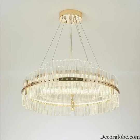 Modern Luxury Round Crystal LED Chandelier – Gold Finish Single Tier Lighting > Ceiling lights > Chandeliers