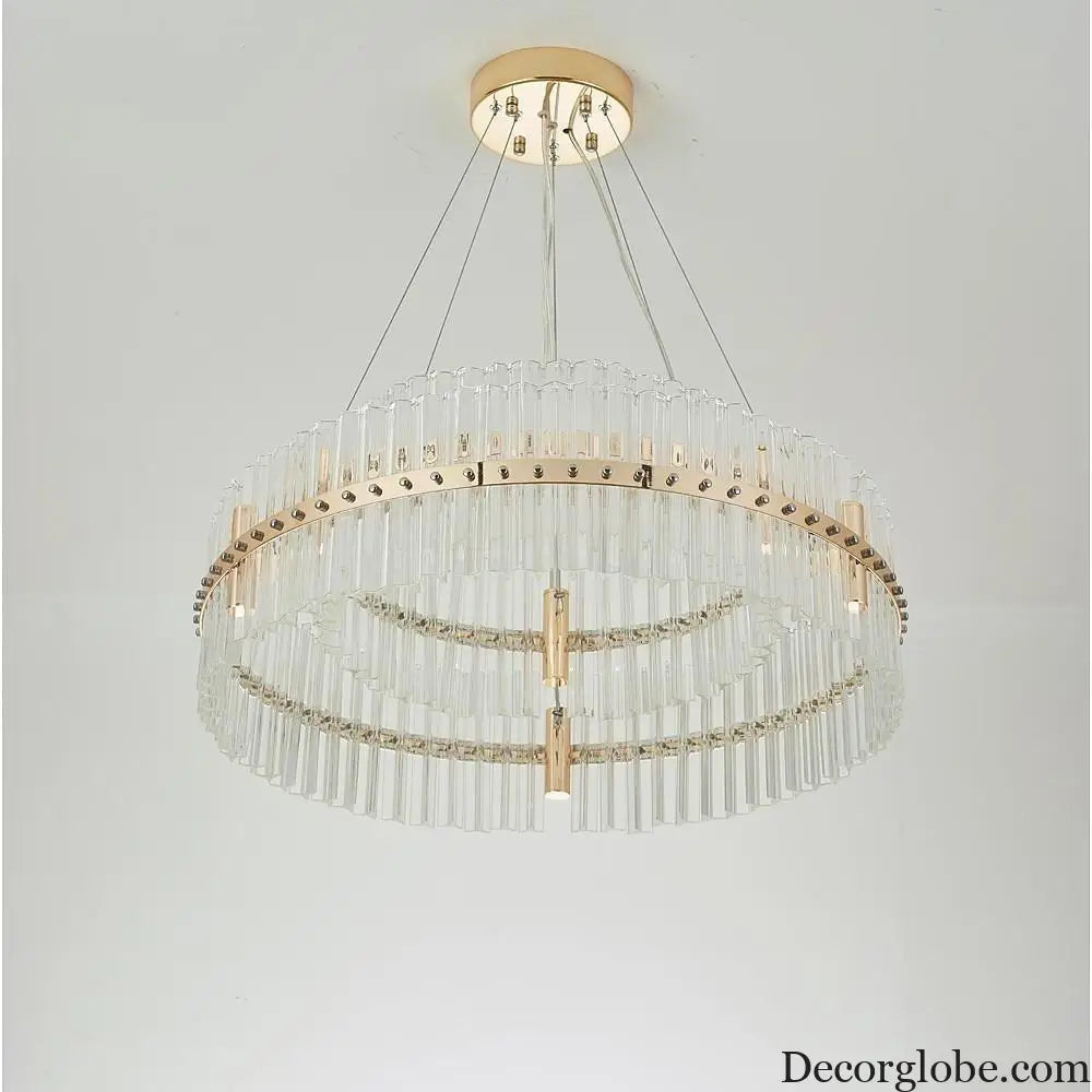 Modern Luxury Round Crystal LED Chandelier – Gold Finish Single Tier Lighting > Ceiling lights > Chandeliers