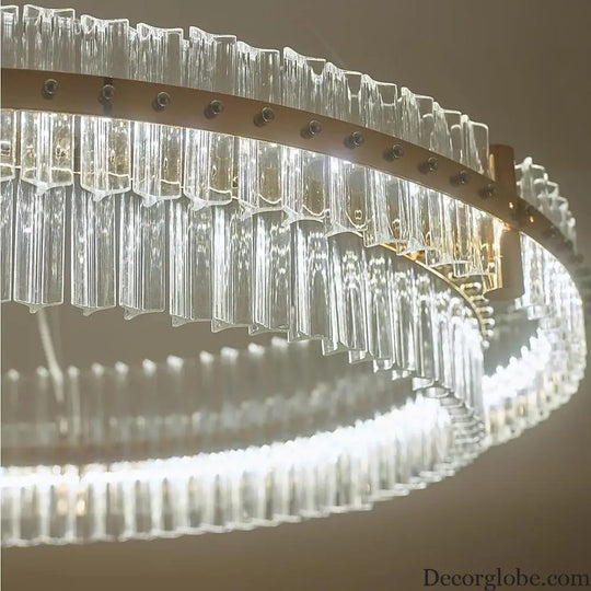 Modern Luxury Round Crystal LED Chandelier – Gold Finish Single Tier Lighting > Ceiling lights > Chandeliers