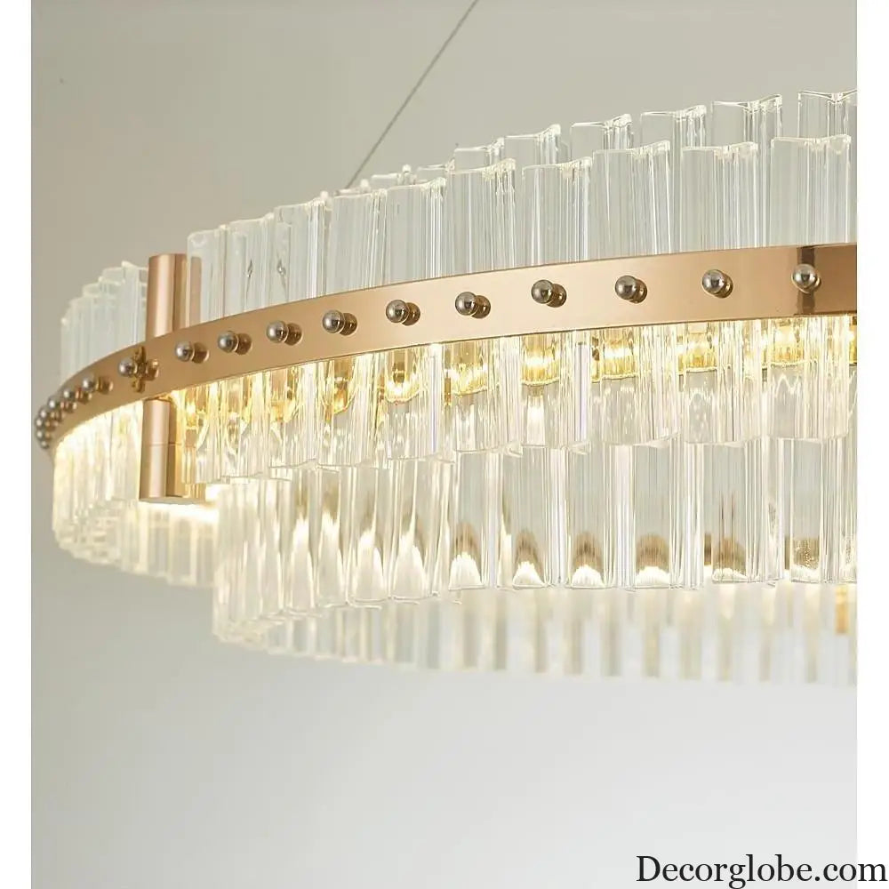 Modern Luxury Round Crystal LED Chandelier – Gold Finish Single Tier Lighting > Ceiling lights > Chandeliers