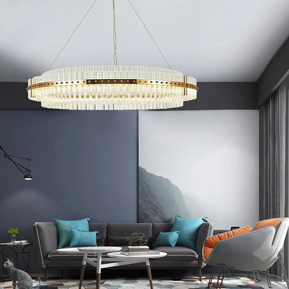 Modern Luxury Round Crystal LED Chandelier – Gold Finish Single Tier Warm White / 24’’ Lighting > Ceiling lights >