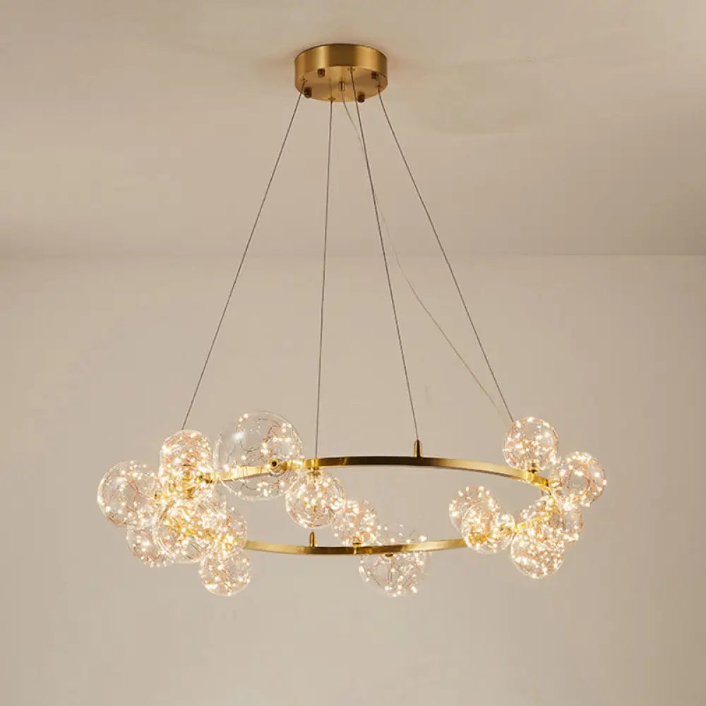 Modern Gold Glass Starry LED Bedroom Chandelier - Orb Ceiling Lamp 20 / Gold