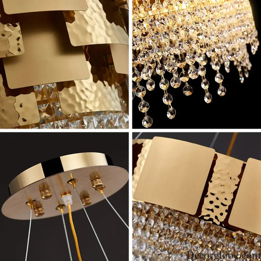 Modern Golden Stainless Steel Chandelier - Elegance for Living and Dining in Villas and Duplex Buildings - DecorGlobe