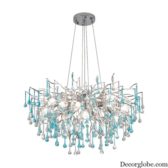 Modern LED Blue Water Droplets Ceiling Chandelier - Luxury Elegance for Villas and Living Spaces - DecorGlobe