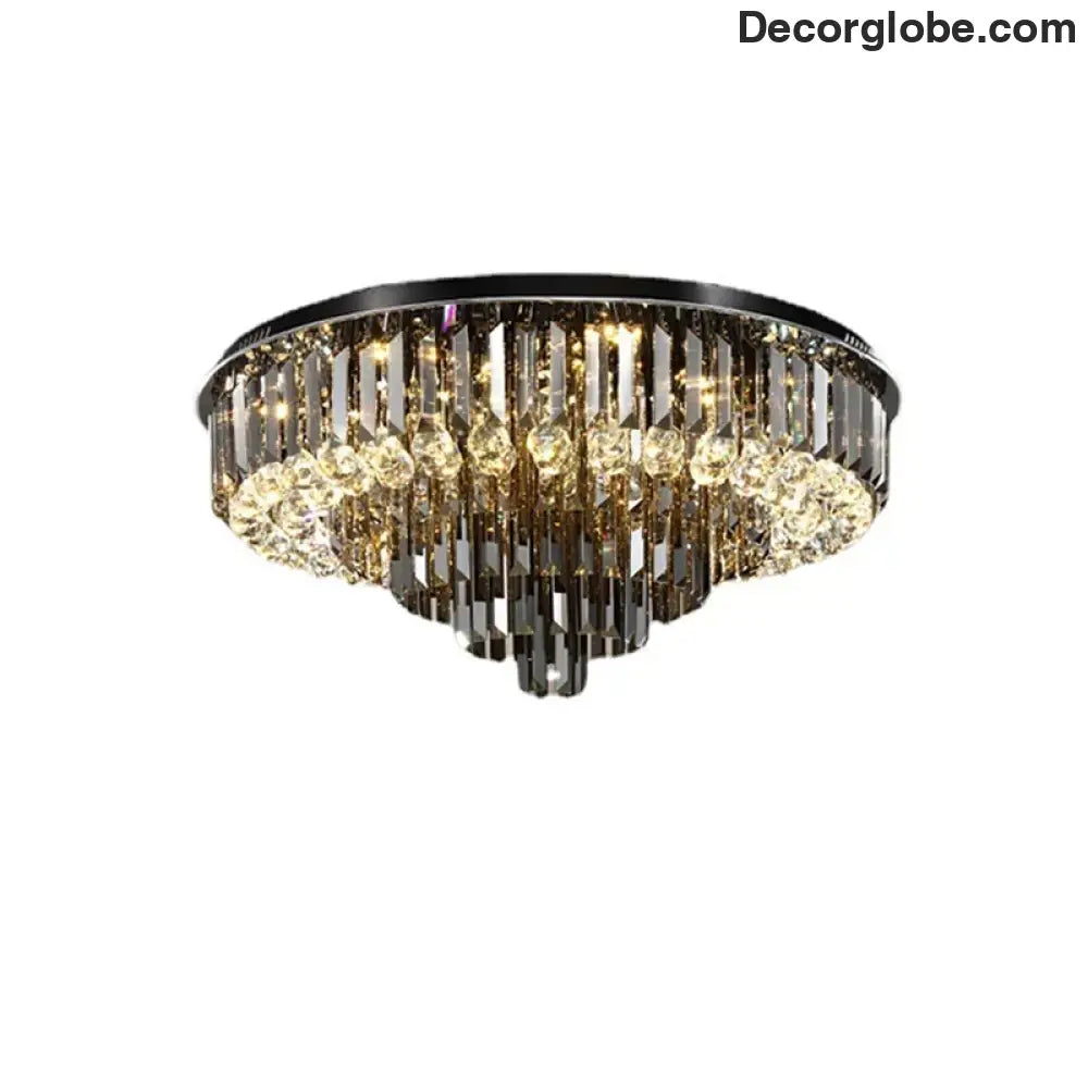 Modern LED Crystal Ceiling Chandelier - Creative Home Decor Lamp in Round Luxury Design (Black, Gold, Silver) - DecorGlobe