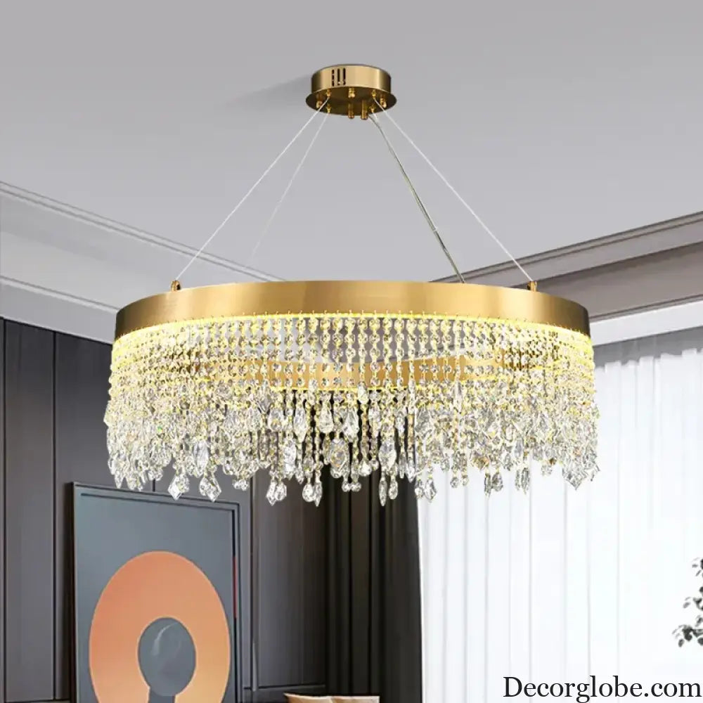 Modern LED Crystal Chandelier - Elegant Lighting Fixture for Living Room, Dining Room, Kitchen, and Home Lighting Decor - DecorGlobe