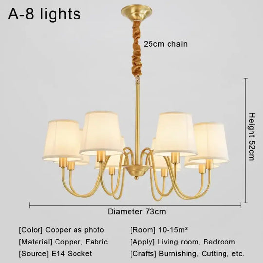 Modern LED Fabric Chandelier Light for Living and Dining Room A 8 lights / Warm White Chandelier