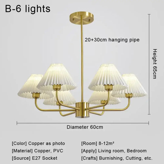 Modern LED Fabric Chandelier Light for Living and Dining Room B 6 lights / Warm White Chandelier