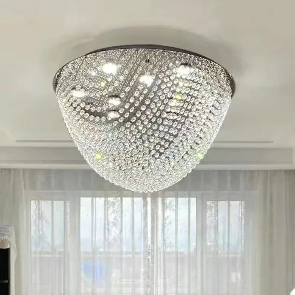 Modern LED Half Round Crystal Ceiling Chandelier - Elegant Illumination for Living and Dining Spaces - DecorGlobe