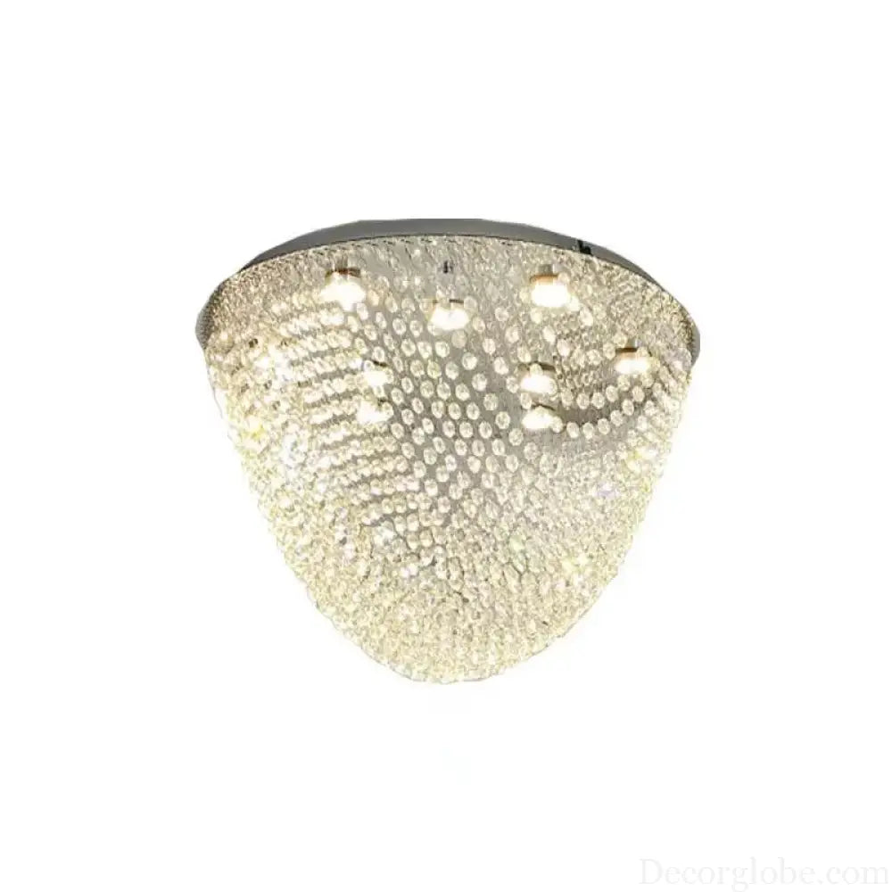 Modern LED Half Round Crystal Ceiling Chandelier - Elegant Illumination for Living and Dining Spaces - DecorGlobe