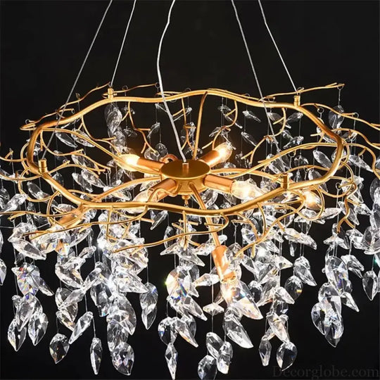 Modern LED Leaf Crystal Ceiling Chandeliers - Elegance for Living, Dining, and Bedrooms - DecorGlobe