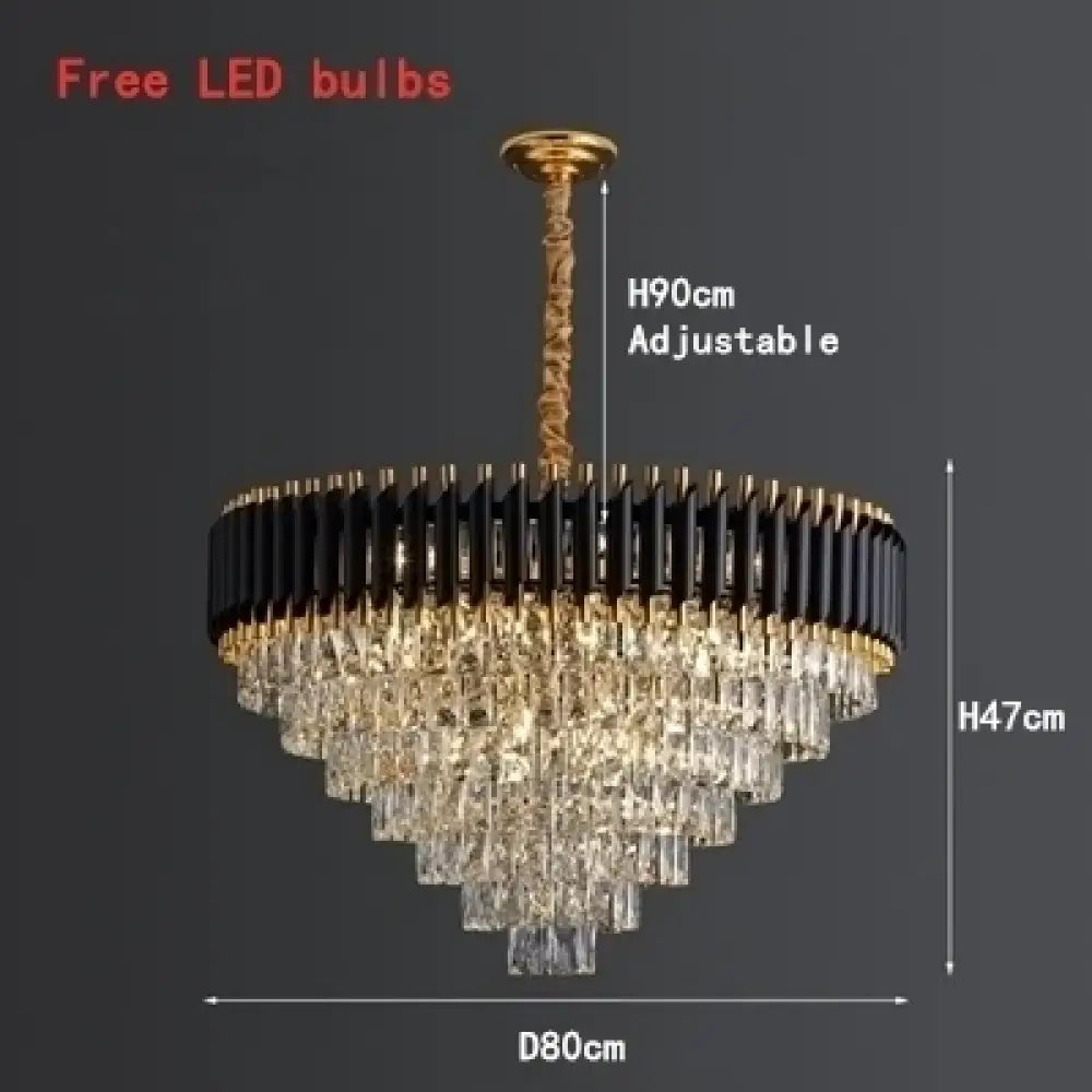 Modern LED Luxury Black Gold Crystal Chandeliers - Elegant Indoor Lighting Fixture for Living and Dining Rooms - DecorGlobe