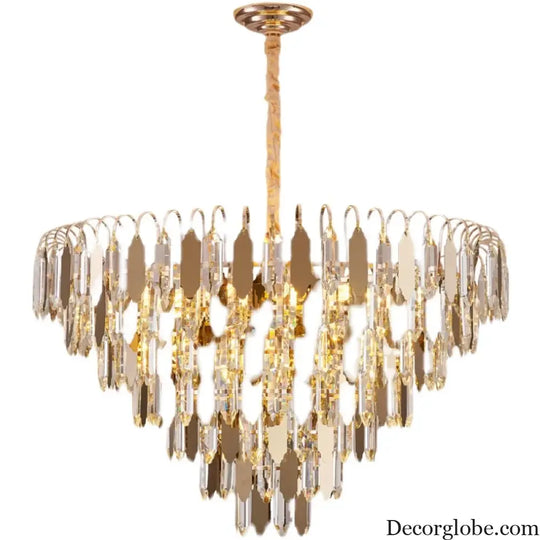 Modern LED Luxury Triangular Multi-Level Crystal Chandelier - Elegant Illumination for Living Rooms, Bedrooms, and Dining Spaces - DecorGlobe
