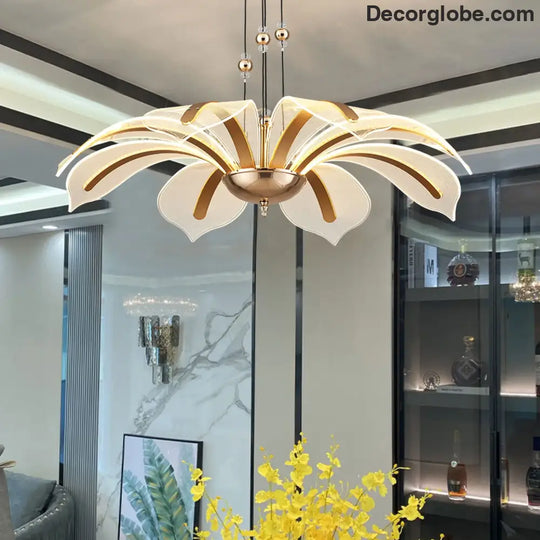 Modern LED Night Primrose Petals Ceiling Chandelier - Minimalist Elegance for Living, Dining, and Bedrooms - DecorGlobe
