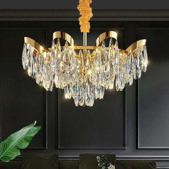 Modern LED Sunflower Crystal Ceiling Chandeliers - Bionic Elegance for Living and Dining Spaces - DecorGlobe