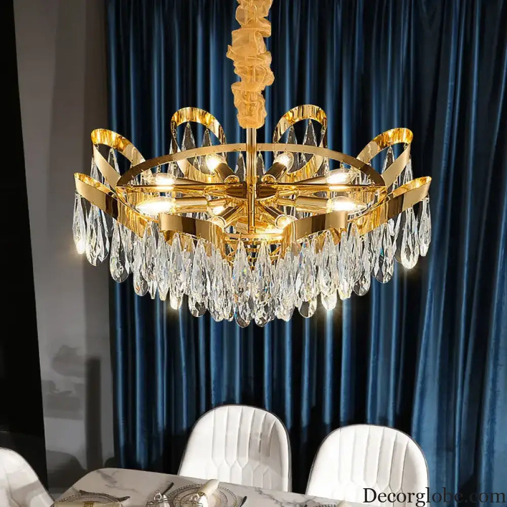 Modern LED Sunflower Crystal Ceiling Chandeliers - Bionic Elegance for Living and Dining Spaces - DecorGlobe