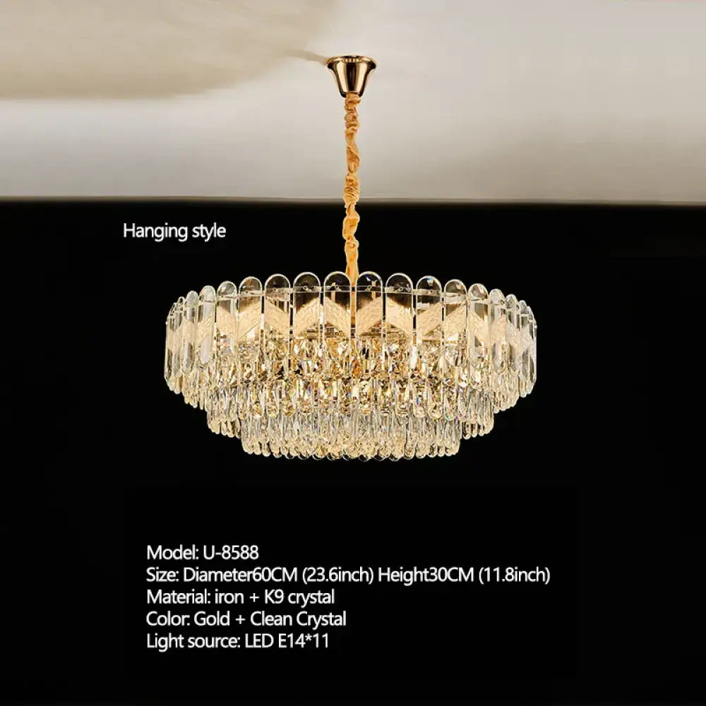 Modern Light Luxury Crystal Chandelier - Gold Finish for Dining and Living Rooms with Free Shipping - DecorGlobe