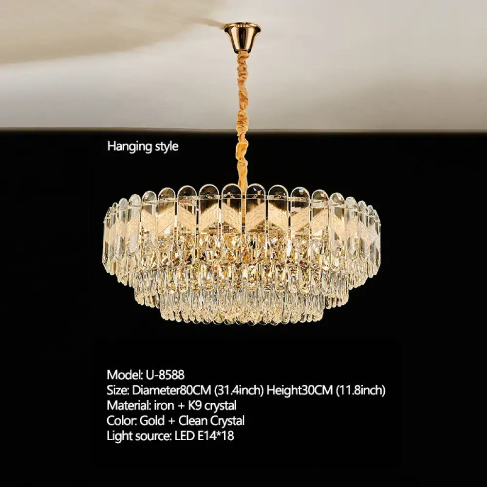 Modern Light Luxury Crystal Chandelier - Gold Finish for Dining and Living Rooms with Free Shipping - DecorGlobe