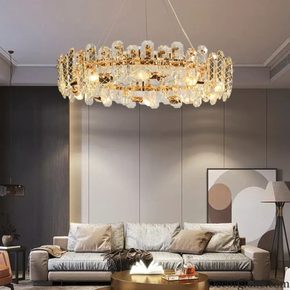 Modern Lustre Crystal LED Pendant Lights - Elegant Illumination for Living, Dining, and Bedroom Spaces - DecorGlobe