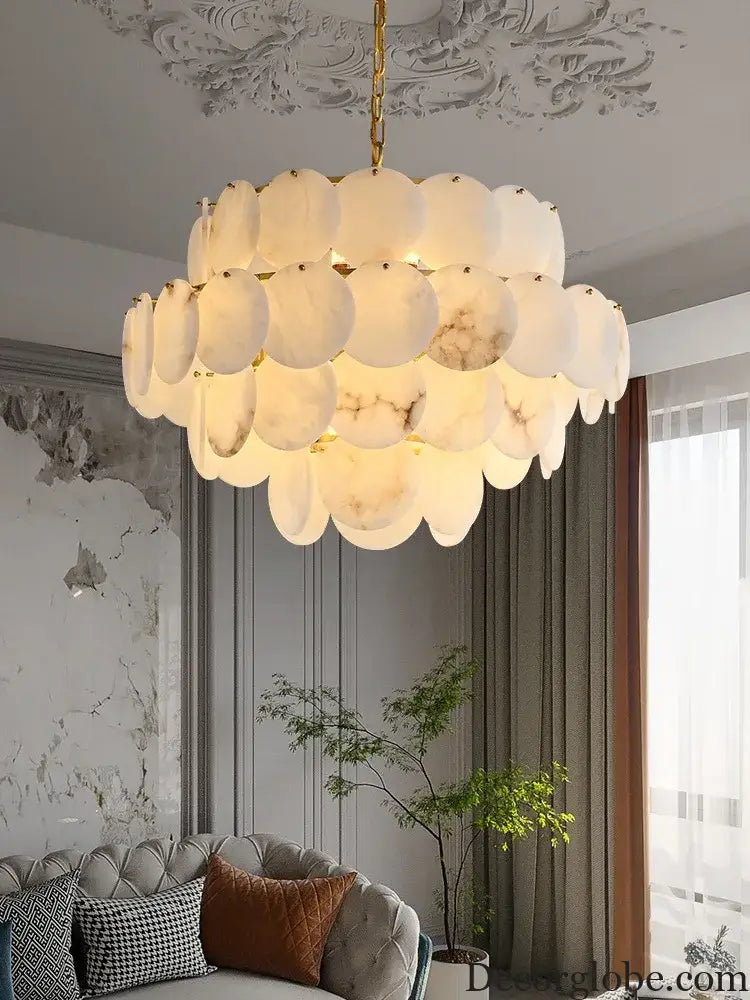 Modern Luxury LED Natural Marble Chandeliers - Illuminating Elegance for Living, Dining, and Kitchen - DecorGlobe