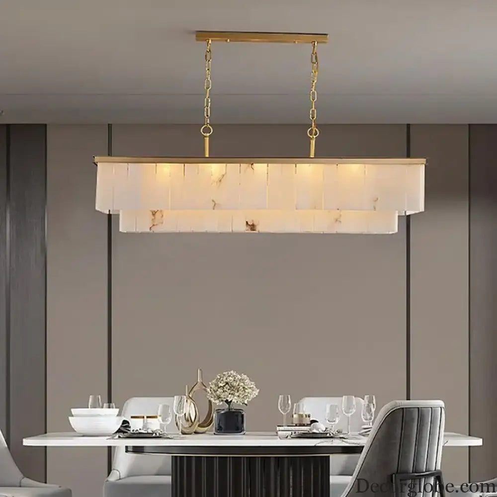 Modern Natural Marble LED Living Room Chandeliers - Elegant Lighting Fixtures for Staircases, Lofts, and Dining Rooms - DecorGlobe