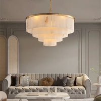 Moderne LED-Kronleuchter aus Naturmarmor für Wohnzimmer – Elegante Beleuchtungskörper für Treppenhäuser, Lofts und Esszimmer