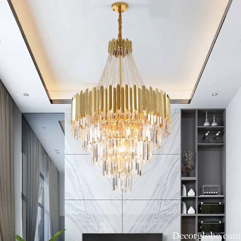 Modern Nordic Crystal Pendant Lights - Light Luxury Elegance for Villas, Hotels, and Double Staircase Living Spaces with LED Efficiency - DecorGlobe