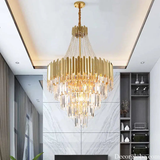Modern Nordic Crystal Pendant Lights - Light Luxury Elegance for Villas, Hotels, and Double Staircase Living Spaces with LED Efficiency - DecorGlobe